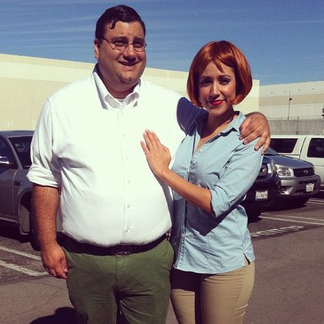 Peter & Lois Costumes. Lois And Peter Griffin Costume, Peter And Lois Costume, Lois Griffin Costume, Lois And Peter, Family Guy Costumes, Griffin Costume, Oddly Familiar, Lois Griffin, Peter Griffin