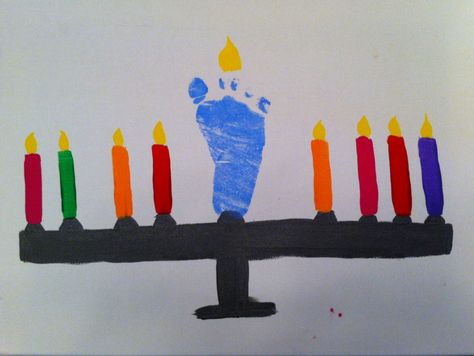 Hanukkah gift for the great grandparents. Hanukkah Baby Crafts, Hanukkah Crafts For Infants, Hanukkah Gifts For Kids, Hannukah Crafts, Hanukkah Ideas, Infant Crafts, Nanny Ideas, Baby Handprint Art, Monkey Room