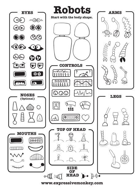 Kindergarten Art Sub Plans, Roll A Robot, Robot Drawing, Art Sub Lessons, Typographie Logo, Art Sub Plans, Classe D'art, Art Handouts, 2nd Grade Art