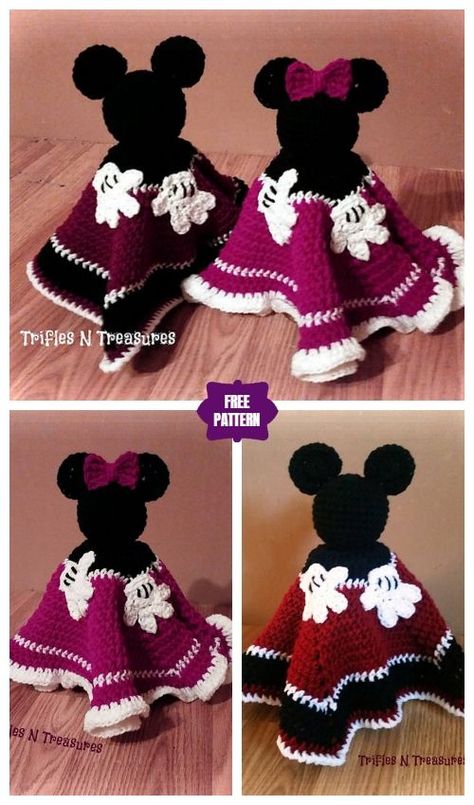 Crochet Magical Mouse Lovey Free Crochet Pattern Crochet Minnie Mouse Lovey, Minnie Mouse Lovey Crochet Free Pattern, Mickey Crochet Pattern Free, Crochet Mickey Mouse Blanket, Minnie Mouse Crochet Pattern Free, Crochet Lovies Free Patterns, Minnie Mouse Crochet, Security Blanket Crochet Pattern, Animals Disney