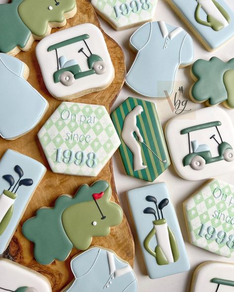 Golf Cookies, Golf Theme Party, Golf Birthday Party, Cookie Decorating Party, Sugar Cookie Royal Icing, Golf Birthday, Summer Cookies, Cute Cookies, Icing Cookies