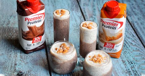 Protein Shake Pudding, Chia Protein Pudding, Using Chia Seeds, High Protein Bariatric Recipes, Protein Drink Recipes, Caramel Pudding, Pure Protein, Premier Protein, Protein Pudding