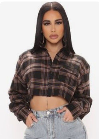 Flannel Crop Top, Cropped Flannel, Stephanie Rao, Flannel Outfits, Fashion Nova Outfits, Ootd Inspo, Flannel Tops, Crop Top Outfits, Top Cropped