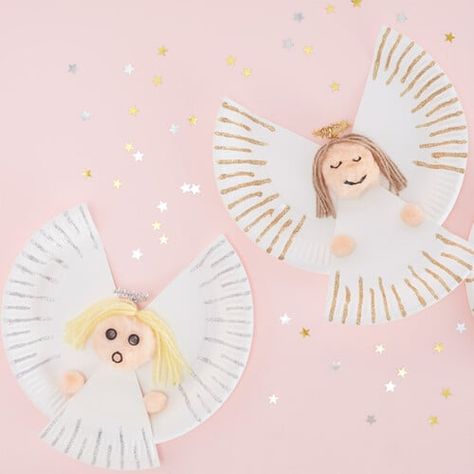 Paper Plate Angel, Eyfs Christmas, Feather Template, Angel Feather, Christmas Cards Kids, Angel Crafts, Nativity Crafts, Paper Plate Crafts, Christmas School