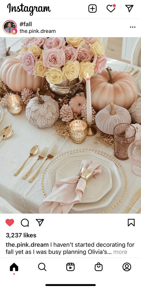 Pioneer Woman Pink Glasses, Pink Pumpkin Baby Shower, Simple Thanksgiving Table, Fall Fruit, Pink Thanksgiving, Girly Halloween, Fall Mantle, Thanksgiving Tablescape, Thanksgiving Inspiration