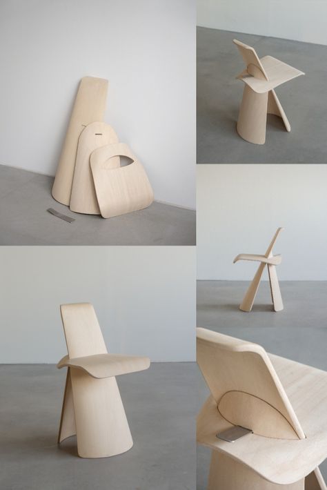 Flexible Furniture Design, Foldable Chair Design, Minimalistic Chair, Soft Stool, Weird Furniture, Flexible Furniture, Wood Chair Design, Minimalist Chair, Modular Chair