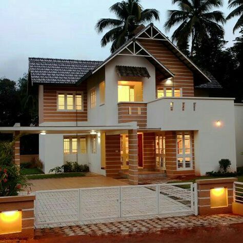 Indian House Plans, House Outer Design, Kerala House Design, Kerala Houses, House Construction Plan, Model House Plan, Duplex House Design, Bungalow Design, Indian Homes