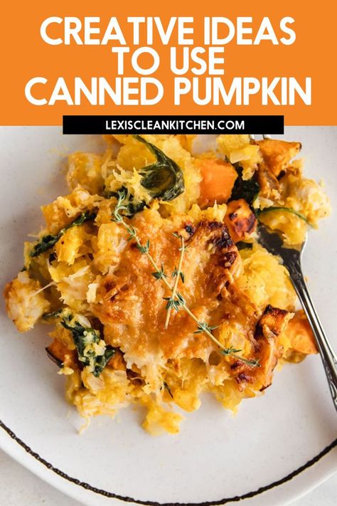 Loaded with health benefits and super delicious, pumpkin is the perfect versatile ingredient that’s great in so many things. Have canned pumpkin puree? Us too! We often don’t use a full can of pumpkin puree, so let’s look discuss some creative ways to use up your leftover pumpkin puree this season! Pumpkin Puree Side Dish Recipes, Pumpkin Purée Uses, Savoury Pumpkin Puree Recipes, Pumpkin Puree Recipes Healthy Low Carb, Dinner Recipes With Pumpkin Puree, Pumpkin Puree Dinner Recipes, Uses For Pumpkin Puree, Ways To Use Pumpkin Puree, Pumpkin Puree Uses