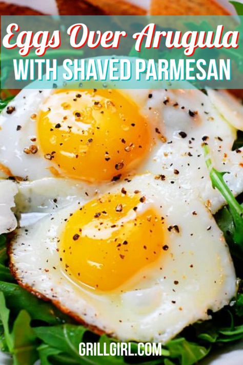 Toast Points, Big Green Egg Recipes, Arugula Recipes, Green Egg Recipes, Shaved Parmesan, Breakfast Salad, Egg Recipes For Breakfast, Egg Yolks, Wine Vinegar