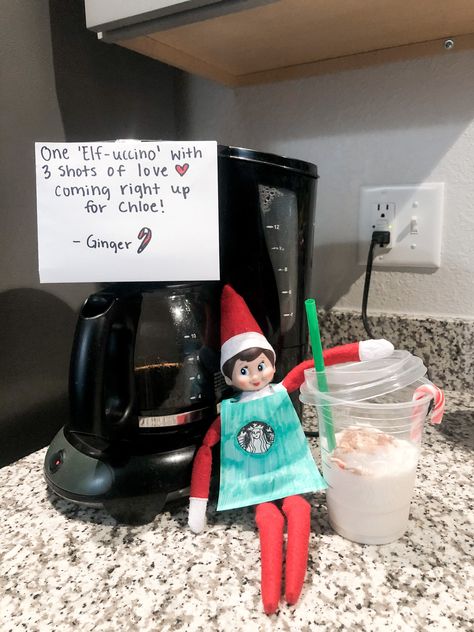 Elf On The Shelf Coffee Shop Ideas, Elf On The Shelf Starbucks Ideas, Starbucks Elf On The Shelf Ideas, Elf On The Shelf Whipped Cream, Elf Coffee Ideas, Starbucks Elf On The Shelf, Elf On The Shelf Coffee Ideas, Elf On The Shelf Starbucks, Elf On The Shelf Coffee