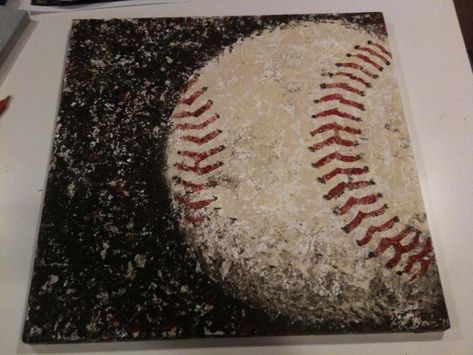 Diy Canvas Frame, Baseball Painting, Baseball Canvas, Headboard Art, Art Sherpa, Baseball Photography, Mother Daughter Projects, Sports Painting, Painting Parties