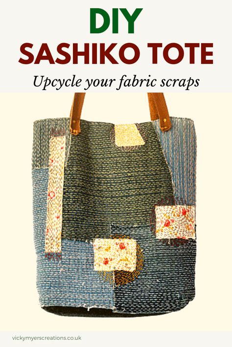 How to make a Sashiko Denim Tote Bag Japanese Stitching, Upcycled Tote, Tote Tutorial, Sashiko Stitching, Sashiko Pattern, Coffee Sacks, Zipper Pouch Tutorial, Sashiko Embroidery, Embroidered Tote Bag