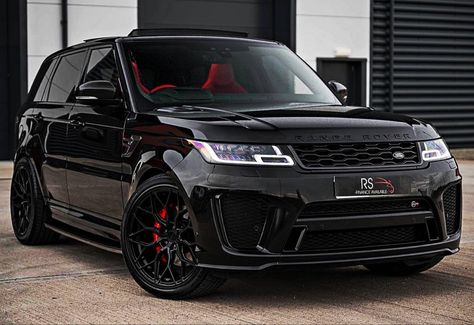 Range Rover 2023, Black Range Rover, Range Rover Svr, Range Rover Black, Black Range, Lux Cars, Red Interior, Custom Wheels, Red Car