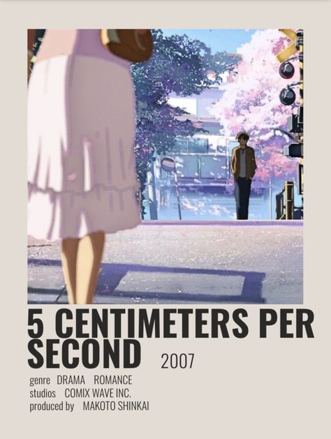 5 Centimeters Per Second, List Anime, Makoto Shinkai, Movie Recommendations, Anime List, Minimalist Posters, Anime Printables, Anime Titles, Anime Posters