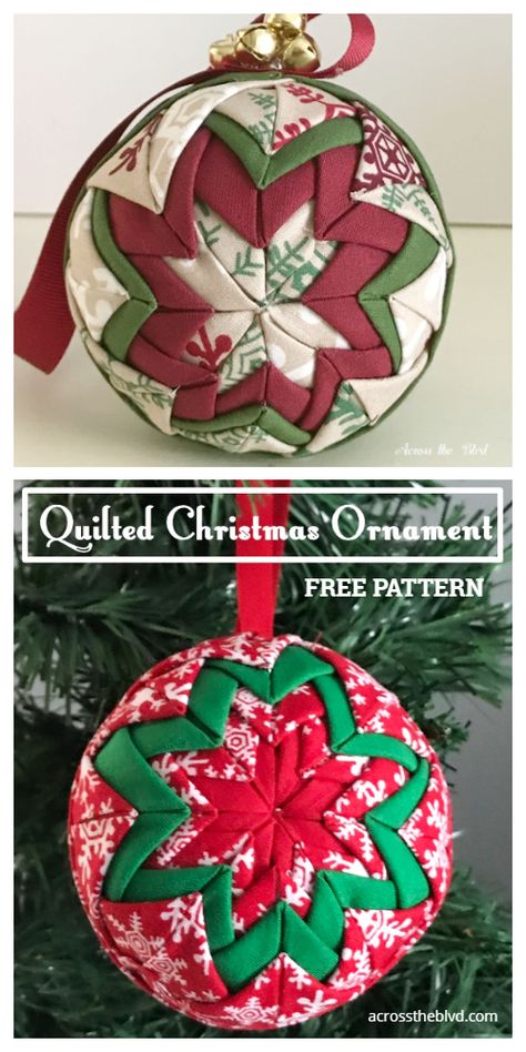 DIY No Sew Patchwork Christmas Star Ornament Free Patterns | Fabric Art DIY Diy Quilted Christmas Ornaments, Sew Patchwork, Quilted Fabric Ornaments, Sewn Christmas Ornaments, Diy Felt Christmas Ornaments, Patchwork Christmas, Christmas Crafts To Sell, Folded Fabric Ornaments, Quilted Ornaments