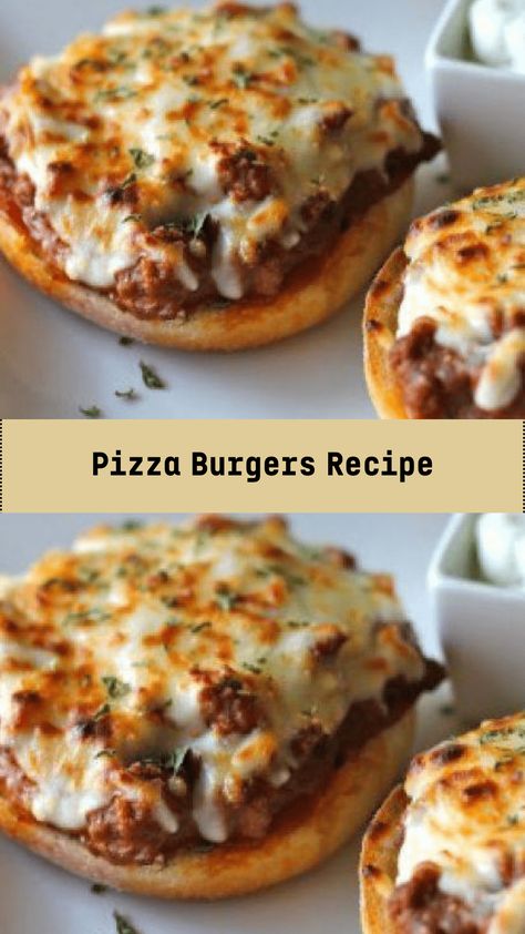 Pizza Burgers Recipe - middleeastsector Breaded Pizza Burgers, Pizza Burgers Recipe Hamburger Buns, Spam Pizza Burgers, Burger Pizza Recipe, Pizza Burgers On English Muffins, Recipes With Burger Buns, Easy Pizza Burgers, School Lunch Pizza Burgers, Italian Burgers Ground Beef