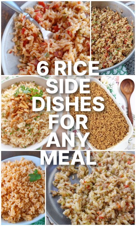 Rice Side Dish Recipes for Almost Any Meal! Try Charleston Red Rice, Mediterranean Chickpea Rice, Classic Rice Almondine, Mama's Brown Rice, Mexican , estaurant-Style Rice and Better-Than-Bojangles Dirty Rice. Charleston Red Rice, Brown Rice Side Dish, Rice Mexican, Chickpea Rice, Cajun Dirty Rice, South Your Mouth, Mediterranean Chickpea, Rice Side Dish Recipes, Skillet Dinner Recipes