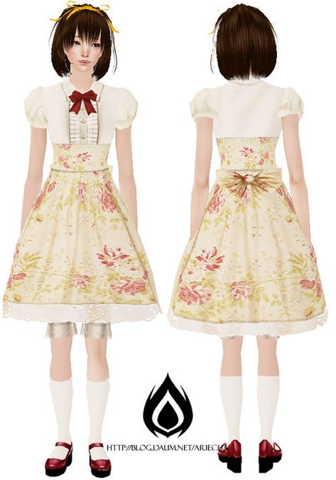 Mod The Sims - 4+1 Dress for your dolls Victorian Skirt, Yellow Clothes, Tumblr Sims 4, Sims 4 Dresses, Sims 4 Characters, Kawaii Dress, Victorian Clothing, The Sims4, Sims Mods