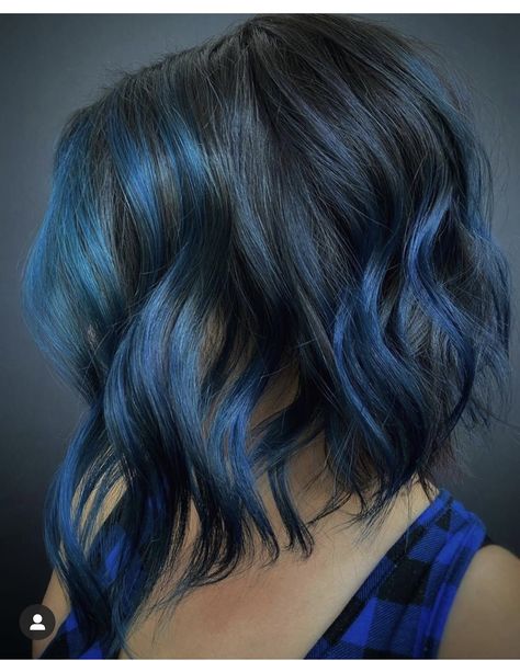 Blue Hair Balayage, Blue Hair Ideas, Short Hair Colors, Blue Balayage, Blue Hair Dark, Bright Blue Hair, Short Blue Hair, Royal Blue Hair, Haircuts Short Hair