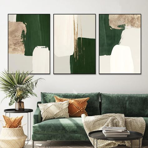 PRICES MAY VARY. 1. Abstract Green Gold Art Size: 16x24inch (40x60cmx3pcs), green and white pictures is frameless posters, perfect gift for friends and family. 2. Not hand-painted : Machine printed copy,Adopting high-quality canvas and the most advanced Giclee printing technology,it has the characteristics of bright color,soft texture,high toughness,wrinkle resistance and colorfastness,strong texture and artistic sense. 3. Artistic Effect : Choose our art poster say goodbye to cumbersome rooms,e Gold Abstract Painting, Moss Wall Art, Gold Poster, Modern Wall Decor Art, Modern Art Decor, Abstract Pictures, Living Room Green, Green Style, Wall Decor Pictures