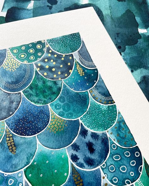 Scallop Pattern Design, Australian Patterns, Wendy Solganik, Underwater Garden, Laura Horn, Watercolor Doodles, Watercolor Stamps, Scallop Pattern, Bookmark Ideas