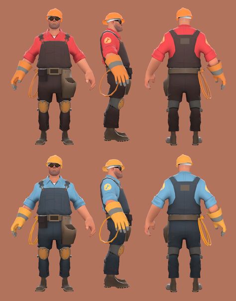 Tf2 Character Design, Medic Tf2 Reference, Engie Tf2, Tf2 Reference, Tf2 Characters, Engineer Character, Team Fortress 2 Engineer, Team Fortress 3, Team Fortess 2