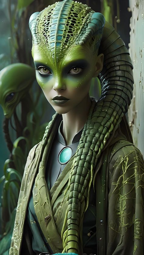 Beautiful Alien Female, Alien Race Concept Art, Alien Elf, Alien Character Design, Reptilian Alien, Reptilian People, Alien Woman, Beautiful Alien, Female Alien