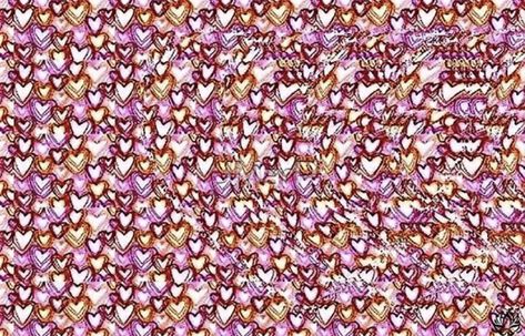 Can you see what’s inside the big heart in this magic eye puzzle art? Picture Within A Picture, Hidden 3d Images, 3d Stereograms, Magic Eye Pictures, Eye Illusions, Colorful Hearts, 3d Pictures, 3d Image, Optical Illusions Art