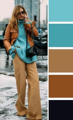 Color Wheel Fashion Colour Combinations, Camel Color Palette, Turquoise Clothes, Fall Color Schemes, Colour Combinations Fashion, Color Combos Outfit, Color Combinations For Clothes, Trendy Mom, Brown Outfit