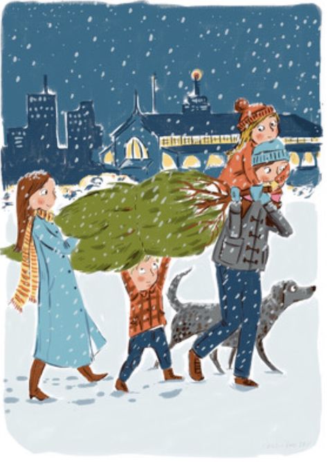 Heather Ross Illustrations, Holiday Portraits, Custom Portrait Illustration, Glam Living, Heather Ross, Christmas Artwork, Family Drawing, Happy Children's Day, Winter Illustration