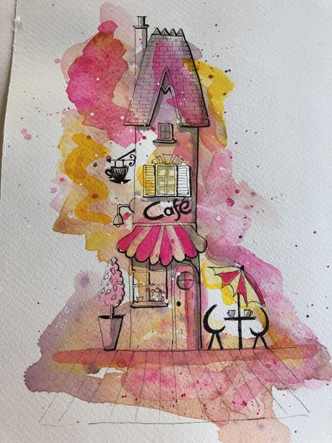 Quirky Buildings, Whimsical Houses, Crooked House, Notes Art, Water Colours, Urban Sketching, Water Colors, Watercolor Inspiration, Tangled