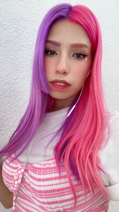 Split Dyed Hair, Split Hair, Pink Wig, Hair Tutorials, Rainbow Hair, Pink And Purple, Purple Hair, Perfect Hair, Pink Hair