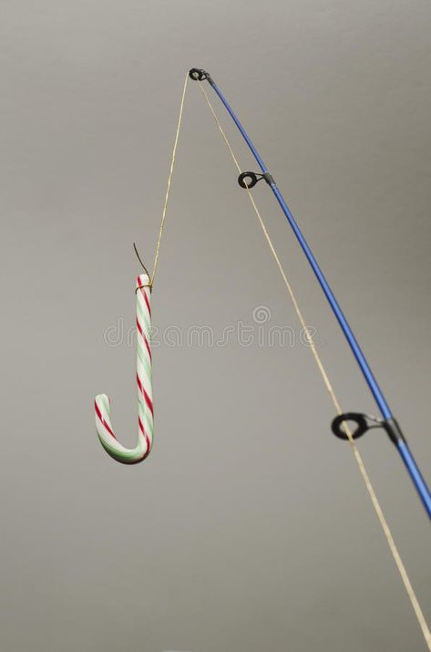 Christmas candy cane fishing hook. Candy cane at end of fishing line royalty free stock photography Candy Cane Fishing, Fishing Hook, Christmas Candy Cane, Stock Photography Free, Fishing Line, Christmas Clipart, Candy Canes, Fall 2022, Christmas Candy