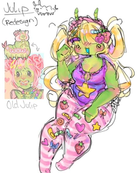 Little redraw of an old oc (she's a caterpillar) :)). #art #digitalart #oc #oldoc #decora #catepillar #decorakei #redraw #2023 #2024 #dokidoki #green #oldandnew #squishy #bonk #why #this #is #embarrassing #oh #my #lordy #toomanyhashtags #strawberry Pretty Caterpillars, Kawaii Green Outfits, Oc Species, Caterpillar Drawing, Green Oc, Decora Art, Caterpillar Art, The Hungry Caterpillar, Creative Drawing Prompts