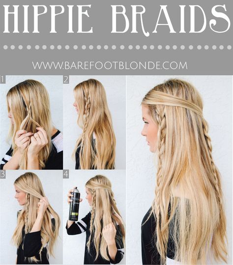 Braids School, Easy Hippie Hairstyles, Braided Ideas, Hippie Hairstyles, Braided Hairstyles For School, Hippie Braids, Curly Afro Hair, 2017 Hair Trends, Hairstyle Easy