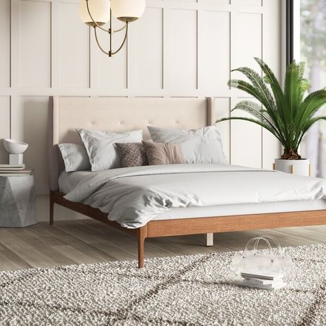 Beach Loft, Tufted Platform Bed, Bed Platform, Wingback Bed, Upholstered Panel Bed, Inspire Me Home Decor, Wayfair Furniture, Upholstered Panels, Adjustable Beds