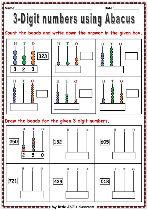 3 digit numbers using Abacus-printable worksheet-primary grade children Abacus Math Worksheets, Abacus Worksheet For Kids, Abacus Worksheet, 2nd Grade Addition, Math Counting Worksheets, Symmetry Worksheets, Maths Tricks, Learning Websites For Kids, 2nd Grade Reading Comprehension