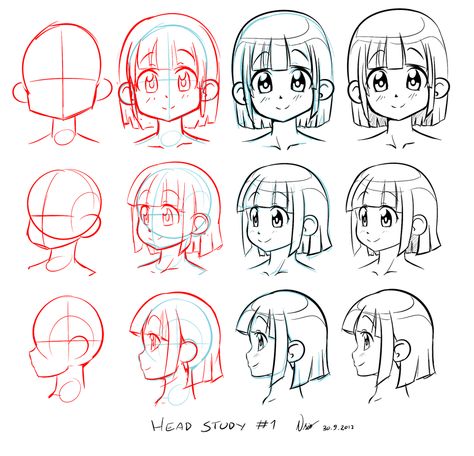 Anime Head Shapes, Eye References, Steps To Draw, Y Letter, Head Study, How To Draw Anime, Drawing Hair Tutorial, 얼굴 드로잉, Anime Head