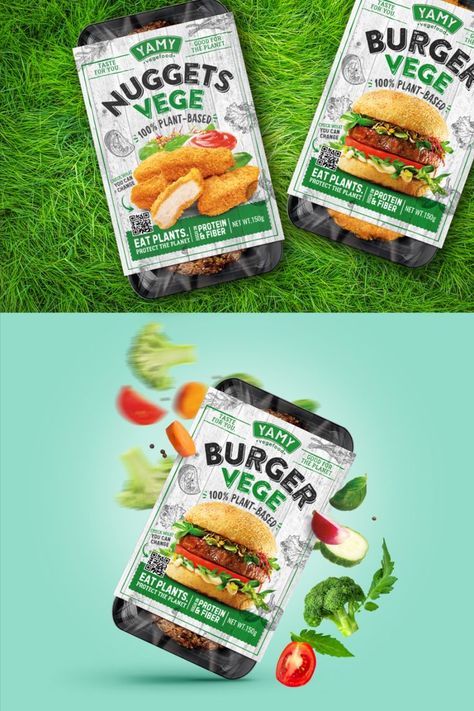 Nuggets Packaging, Organic Packaging, Plant Based Burgers, Packaging Label Design, Graphic Design Packaging, Plant Protein, Design Packaging, Food Packaging, Photoshop Adobe