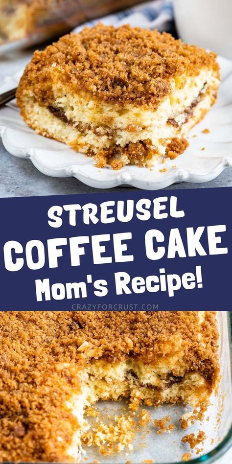 Streusel Coffee Cake - this is the BEST COFFEE CAKE recipe - it's my mom's version and it's So good! Cinnamon Streusel Coffee Cake, Cake Mix Ingredients, Streusel Coffee Cake, Golden Cake, Cake Rolls, Cinnamon Streusel, Cinnamon Brown, Coffee Cake Recipes, Streusel Topping