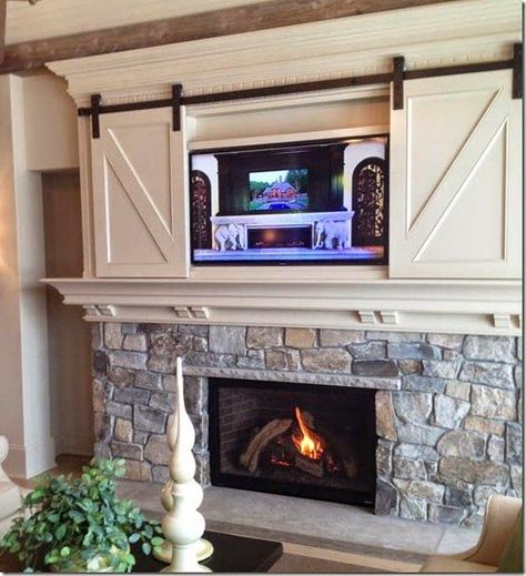 @mizgwenmoss found the perfect design solution for hanging your TV above the fireplace. // Heat & Glo 8000 CL gas fireplace Farmhouse Fireplace Ideas, Rustic Farmhouse Fireplace, Farmhouse Fireplace Decor, Winter Fireplace, Above The Fireplace, Tv Over Fireplace, Diy Marble, Farmhouse Fireplace, Rustic Fireplaces