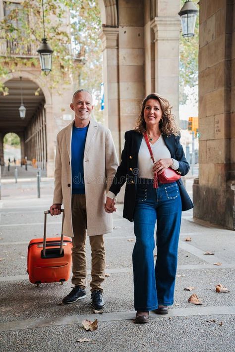 Vertical portrait of a mature couple sightseeing on a romantic journey trip in Spain. Middle aged married people walking royalty free stock photos Middle Aged Couple Aesthetic, Walking Photo, Tyga And Kylie, Dating An Older Man, Future Photos, Hollywood Couples, Don Johnson, Chad Michael Murray, People Walking