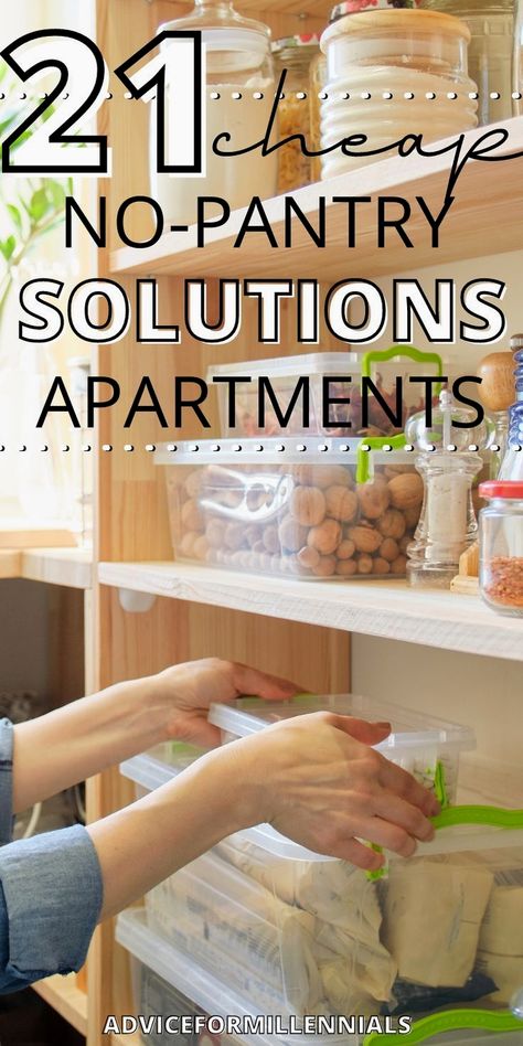 Food Storage Cabinet Small Spaces, No Pantry Ideas Storage, Diy Pantry For Apartment, Storage With No Pantry, No Storage Kitchen, Make A Pantry In A Small Kitchen, Small Kitchen Organization Ideas Storage, Ideas For Storage In Small Kitchen, Kitchen Organization Ideas No Cabinets