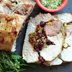 Herb Salted Pork Loin with Dried Fruit Stuffing With Cranberries, Pork Stuffing, Pear And Cranberry, Recipe For Pork, Pork Tenderloin Recipe, Tenderloin Recipe, Stuffed Pork, Salt Pork, Pork Tenderloin Recipes