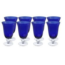 Villa Della Luna All Purpose Glassware in Cobalt Blue, Cherry Red, Amber, & Green.: Set of 8 ($90); Set of 4 ($50); Singles ($13) Dinnerware Table Setting, Cobalt Glassware, Blue Dinnerware Sets, Dinnerware Pottery, Refrigeration And Air Conditioning, Blue Dinnerware, Christmas Dinnerware, Blue Glassware, Stoneware Dishes