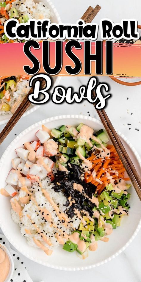 Sushi Fillings, Meal In A Bowl, California Roll Sushi, Sushi Bowl Recipe, Sushi Bowls, Crunchy Vegetables, Sushi Recipes Homemade, Roll Sushi, Quick Lunch Recipes