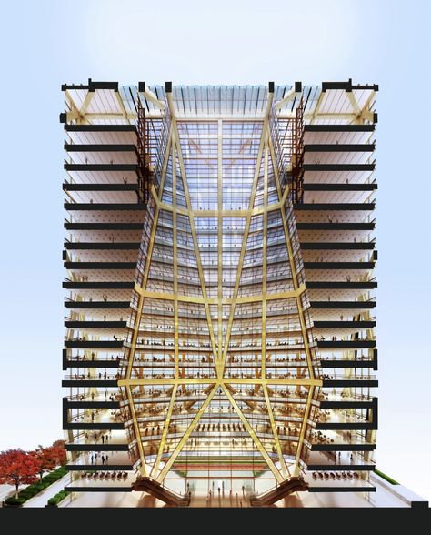 Image 2 of 3 from gallery of Foster + Partners' CITIC Bank Headquarters Tower Breaks Ground. © Foster + Partners Hangzhou China, Architectural Rendering, Foster Partners, Norman Foster, Arch Model, Architectural Models, Architecture Model Making, Architectural Section, Amazing Buildings