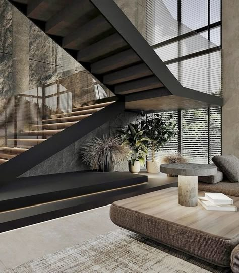 Grand Staircase Design, Stairs Modern, تحت الدرج, Staircase Interior Design, Luxury Staircase, Staircase Design Modern, Stairs In Living Room, Interior Staircase, Escalier Design