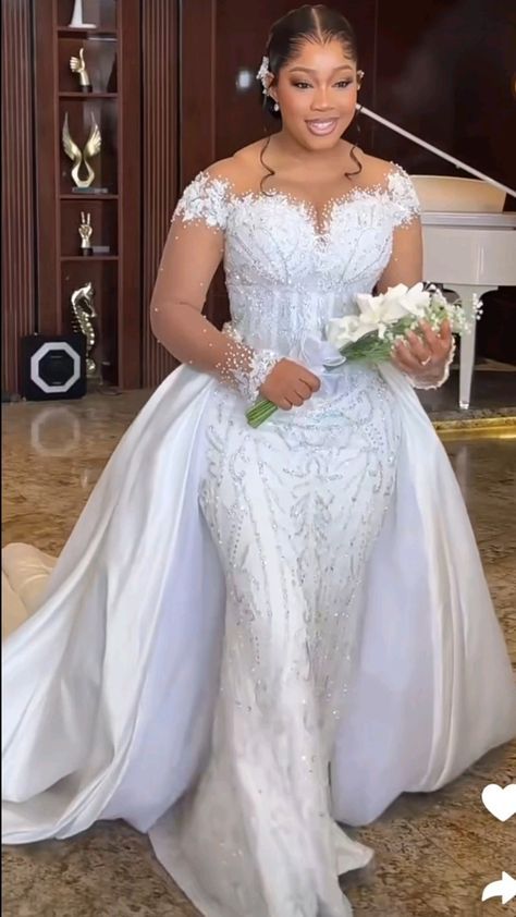 Wedding Gown Nigerian Bride, Latest Wedding Gowns, Unusual Wedding Dresses, Extravagant Wedding Dresses, African Bridal Dress, Glam Wedding Dress, Plus Wedding Dresses, Wedding Gown Inspiration, Lace Gown Styles