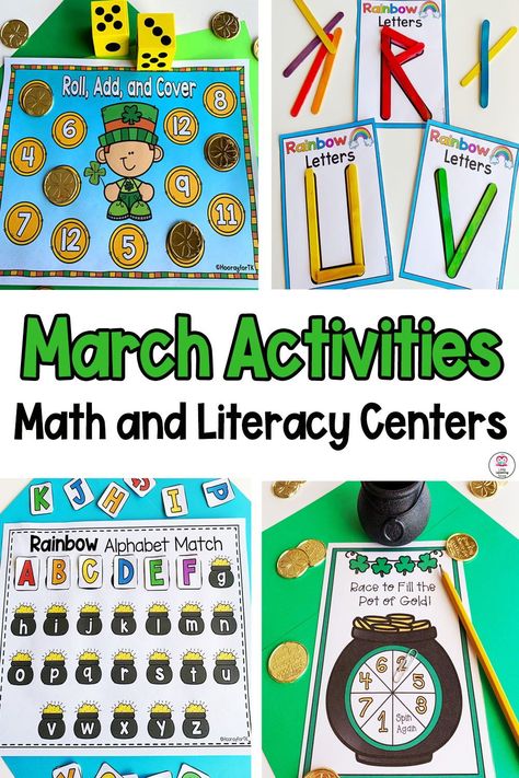 Do you need some fun St. Patrick's Day activities for your math and literacy centers? This packet is perfect for the month of March and includes 18 interactive centers that work on Letter Recognition, Number Recognition, Counting, Colors, Patterns, Fine Motor Skills, and more! Perfect addition to your preschool, pre-k, and transitional kindergarten curriculum! St Patrick's Day Preschool, Activities For Prek, Centers For Preschool, St Patrick's Day Activities, March Activities, Transitional Kindergarten, Kindergarten Curriculum, Alphabet Matching, Month Of March